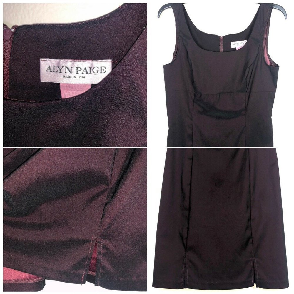 Alyn Paige Burgundy Iridescent Stretch Sheath Mini Dress Size 10 Sleeveless